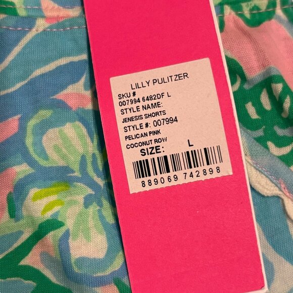 Lilly Pulitzer Girls Jenesis Shorts L Pelican Pink Coconut Row Print NWT - Picture 2 of 2